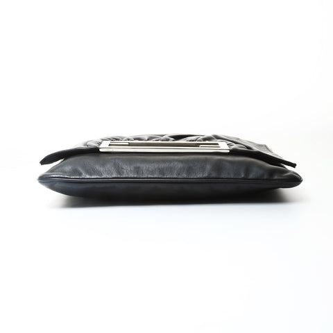 FENDI Bucket 2-way leather clutch Shoulder Bag black WS25744