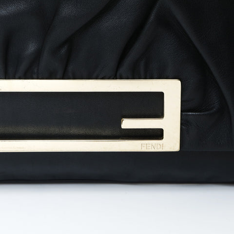 FENDI Bucket 2-way leather clutch Shoulder Bag black WS25744