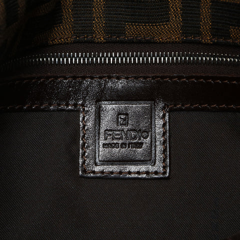 FENDI Zucca Canvas Mamma Bucket Shoulder Bag Brown WS25746