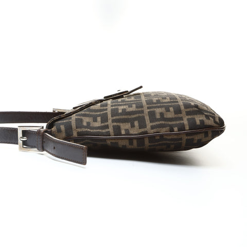 FENDI Zucca Canvas Mamma Bucket Shoulder Bag Brown WS25746