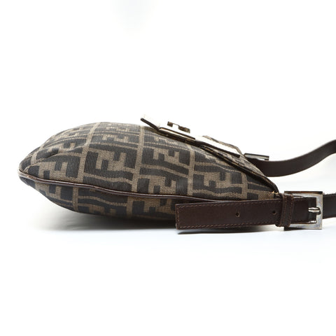 FENDI Zucca Canvas Mamma Bucket Shoulder Bag Brown WS25746