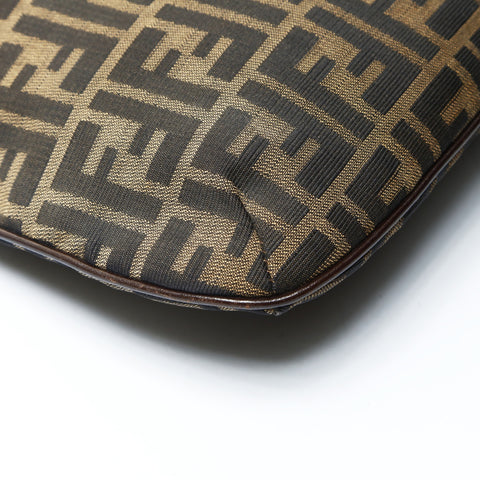 FENDI Zucca Canvas Mamma Bucket Shoulder Bag Brown WS25746