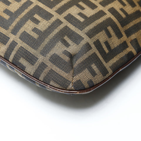 FENDI Zucca Canvas Mamma Bucket Shoulder Bag Brown WS25746
