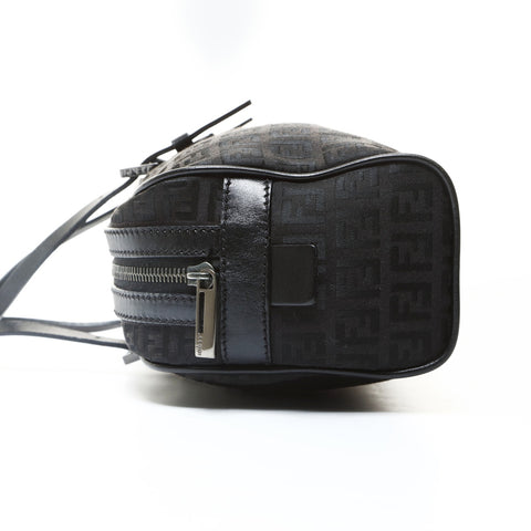 FENDI Canvas Zucchino Boston Bag Handbag black WS25747