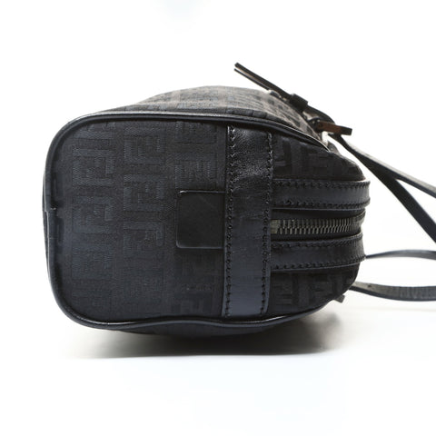 FENDI Canvas Zucchino Boston Bag Handbag black WS25747