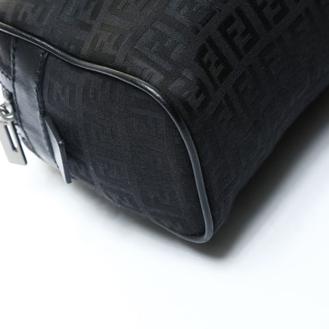 FENDI Canvas Zucchino Boston Bag Handbag black WS25747