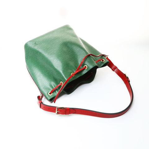 LOUIS VUITTON 1991 Epi Petit Noe Red Tricolor Shoulder Bag green WS25756