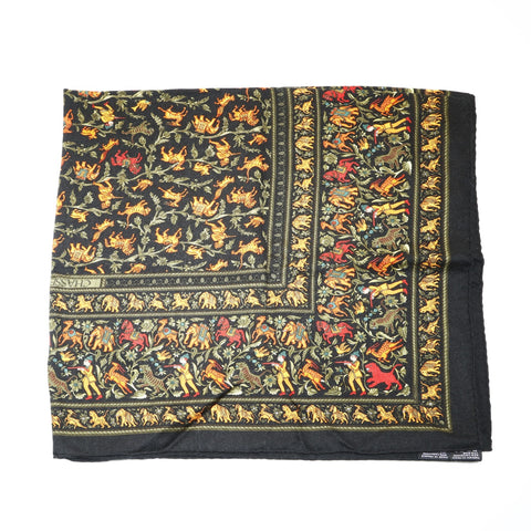 HERMES Kare 90 Indian Hunting Cashmere Stall black WS25758