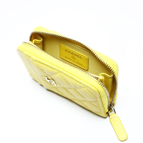 CHANEL 2022-2025 COCO Mark Matelasse 鱼子酱皮肤碎片盒零钱盒黄色 WS25762