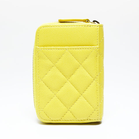 CHANEL 2022-2025 COCO Mark Matelasse 鱼子酱皮肤碎片盒零钱盒黄色 WS25762