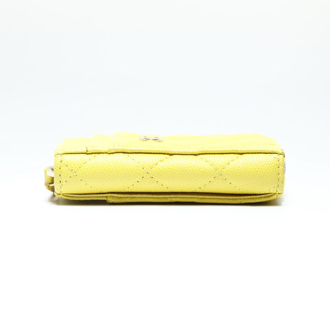 CHANEL 2022-2025 COCO Mark Matelasse Caviar Skin Fragment Case Coin case yellow WS25762