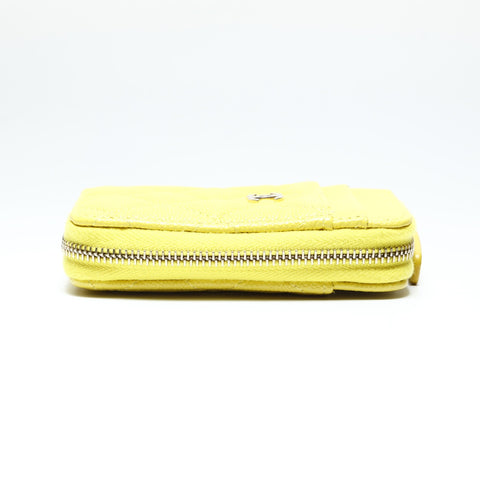 CHANEL 2022-2025 COCO Mark Matelasse Caviar Skin Fragment Case Coin case yellow WS25762