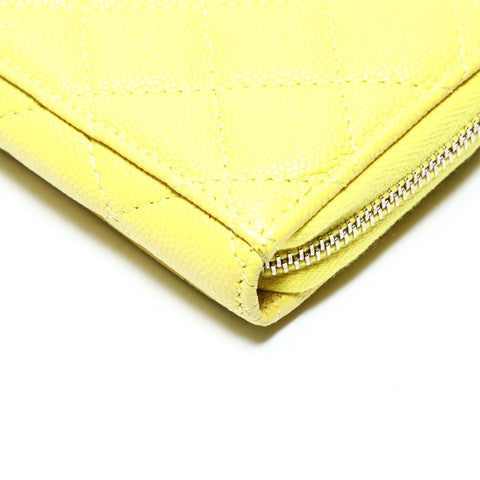 CHANEL 2022-2025 COCO Mark Matelasse Caviar Skin Fragment Case Coin case yellow WS25762
