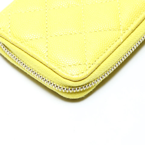 CHANEL 2022-2025 COCO Mark Matelasse Caviar Skin Fragment Case Coin case yellow WS25762