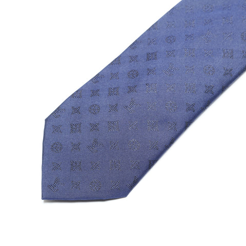 LOUIS VUITTON 2023 Monogram Shadow Tie Silk tie Navy WS25765