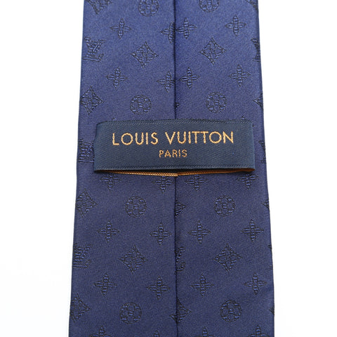 LOUIS VUITTON 2023 Monogram Shadow Tie Silk tie Navy WS25765