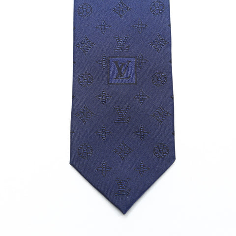 LOUIS VUITTON 2023 Monogram Shadow Tie Silk tie Navy WS25765