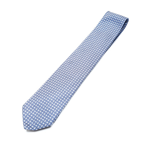 HERMES H pattern silk tie blue WS25767