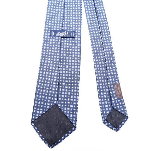 HERMES H pattern silk tie blue WS25767