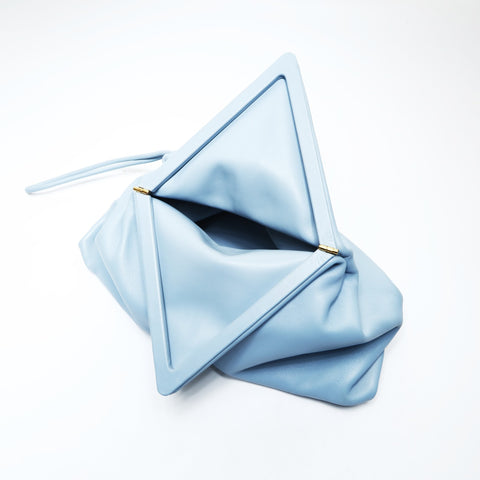 BOTTEGAVENETA Triangle Leather Clutch bag blue WS25775