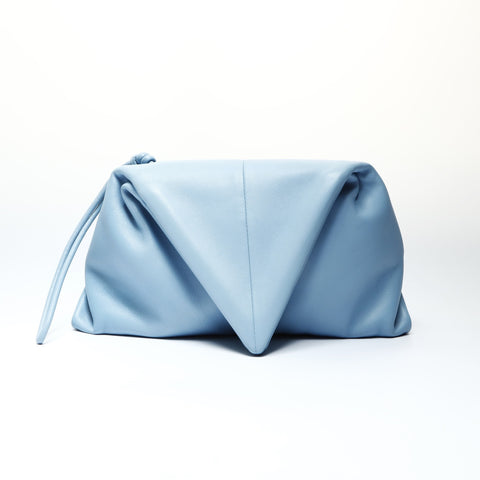 BOTTEGAVENETA Triangle Leather Clutch bag blue WS25775