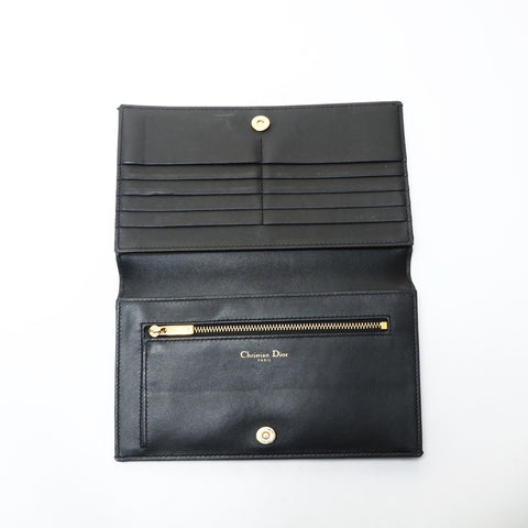 Christian Dior Cannage Quilted Travel Pouch Passport Case Bifold Wallet black WS25776