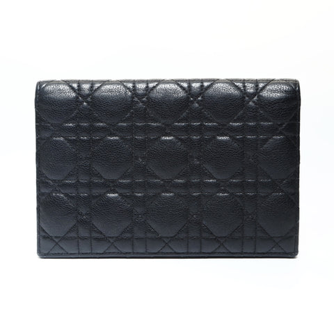 Christian Dior Cannage Quilted Travel Pouch Passport Case Bifold Wallet black WS25776