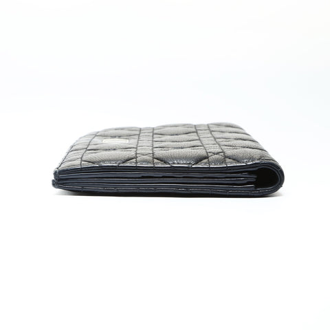 Christian Dior Cannage Quilted Travel Pouch Passport Case Bifold Wallet black WS25776