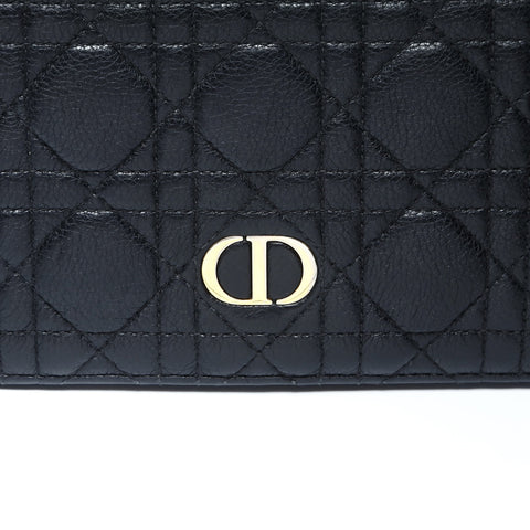 Christian Dior Cannage Quilted Travel Pouch Passport Case Bifold Wallet black WS25776