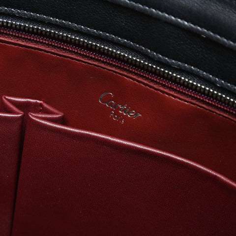 CARTIER Leather Cabochon Shoulder Bag black WS25777