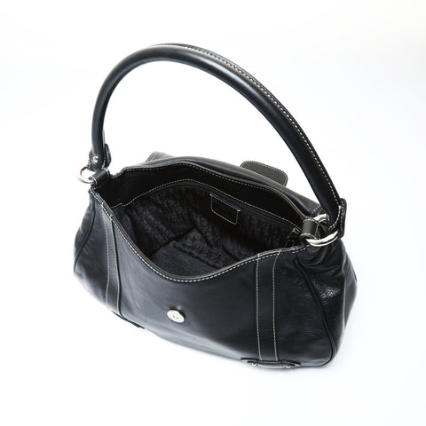 Christian Dior Leather one belt SilverMetal logo Shoulder Bag black WS25779