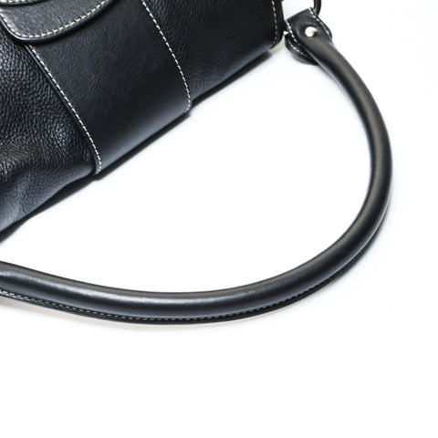 Christian Dior Leather one belt SilverMetal logo Shoulder Bag black WS25779