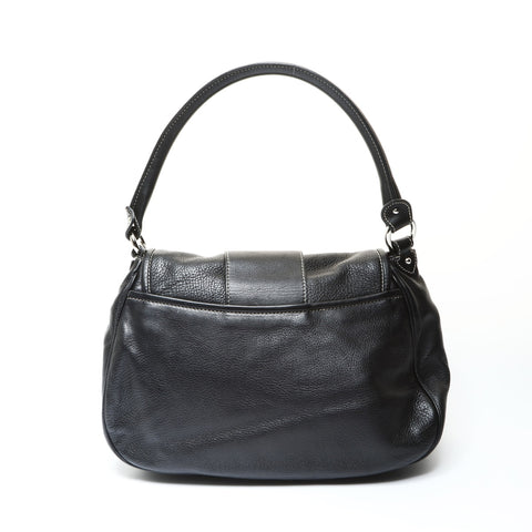 Christian Dior Leather one belt SilverMetal logo Shoulder Bag black WS25779