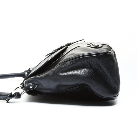 Christian Dior Leather one belt SilverMetal logo Shoulder Bag black WS25779