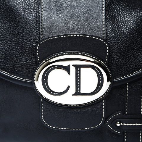 Christian Dior Leather one belt SilverMetal logo Shoulder Bag black WS25779