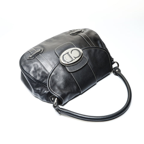 Christian Dior Leather one belt SilverMetal logo Shoulder Bag black WS25779