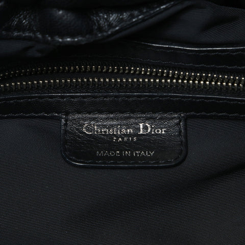 Christian Dior Cannage Silver Metal Sac Lutland Shoulder Bag black WS25783