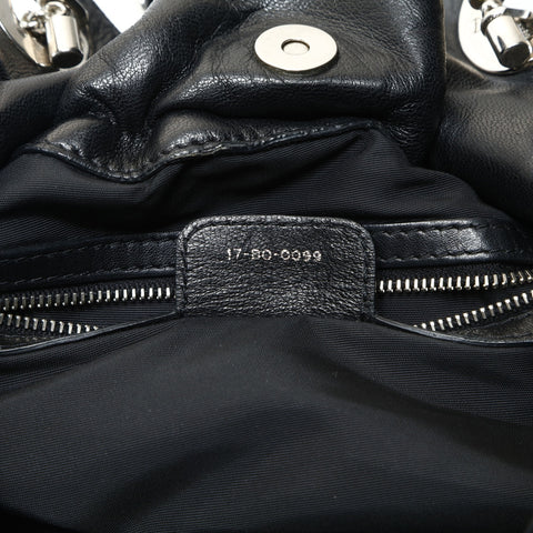 Christian Dior Cannage Silver Metal Sac Lutland Shoulder Bag black WS25783