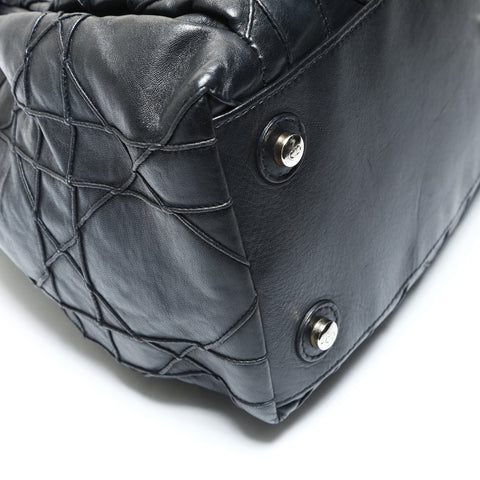 Christian Dior Cannage Silver Metal Sac Lutland Shoulder Bag black WS25783