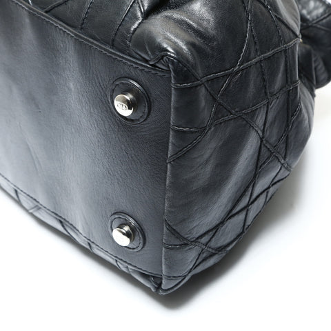 Christian Dior Cannage Silver Metal Sac Lutland Shoulder Bag black WS25783