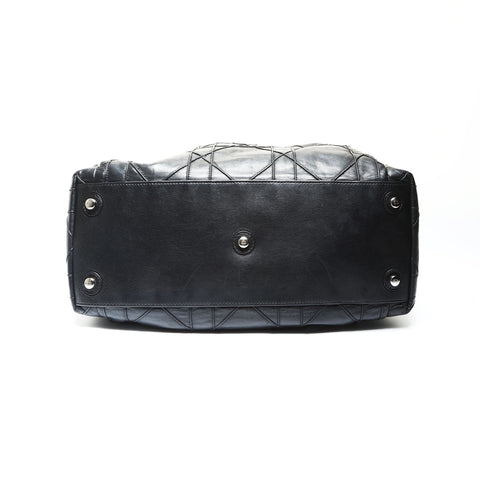 Christian Dior Cannage Silver Metal Sac Lutland Shoulder Bag black WS25783