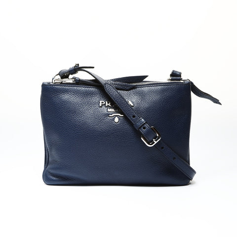PRADA leather Shoulder Bag Navy WS25785