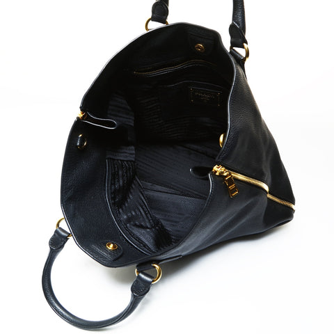 PRADA Leather 2way Shoulder Bag black WS25786