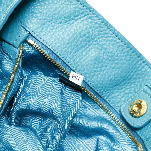 PRADA Leather 2way Tote Bag blue WS25787