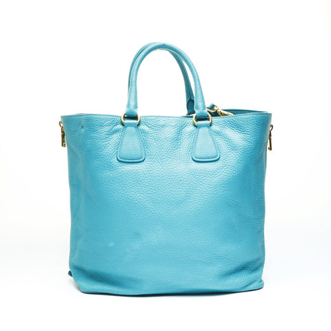 PRADA Leather 2way Tote Bag blue WS25787