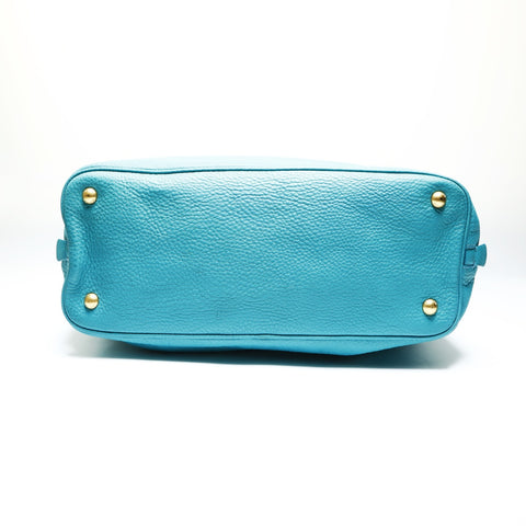 PRADA Leather 2way Tote Bag blue WS25787