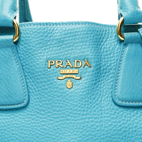PRADA Leather 2way Tote Bag blue WS25787