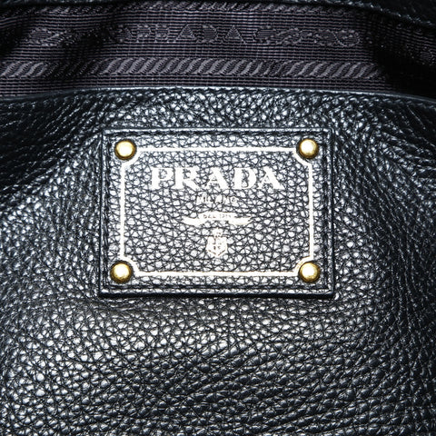 PRADA Leather 2way Vitello Dyno Tote Bag black WS25788