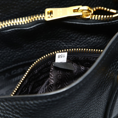 PRADA Leather 2way Vitello Dyno Tote Bag black WS25788