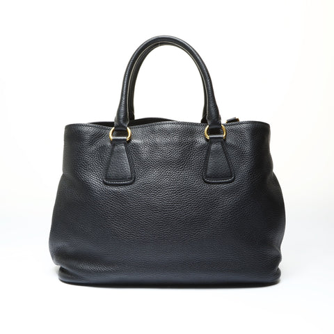 PRADA Leather 2way Vitello Dyno Tote Bag black WS25788
